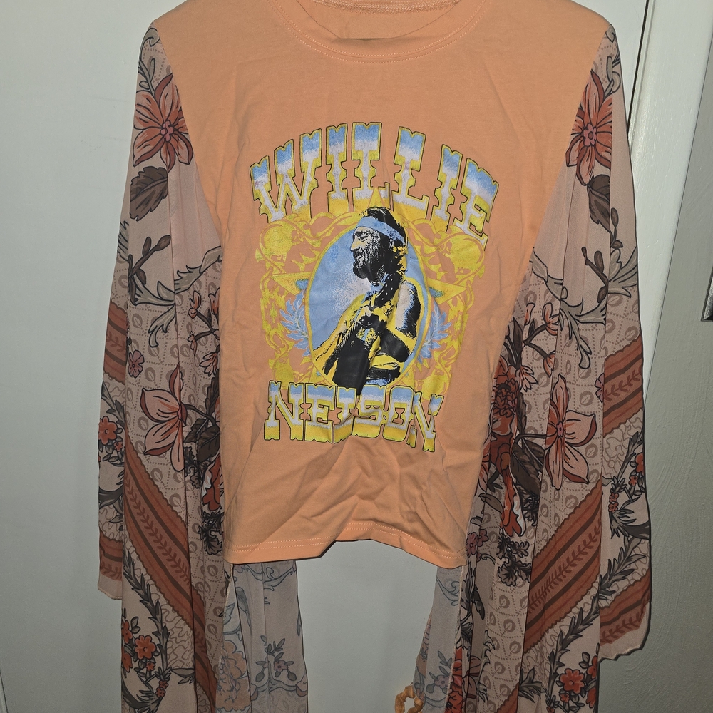 Orange Graphic Long Sleeve Top